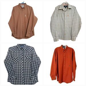 Mens Size Medium Long Sleeve Shirts Button Down Lot Of 4